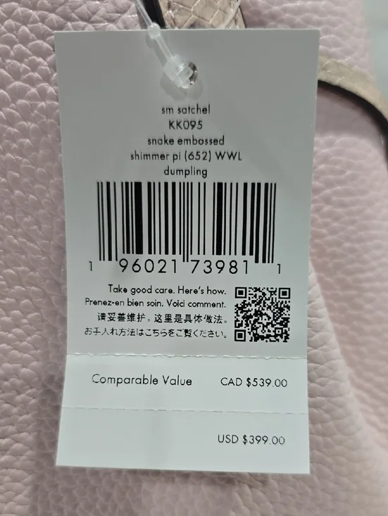 Kate Spade Dumpling Snake Embossed Small Satchel, Shimmer Pink Multi - Picture 9 of 9